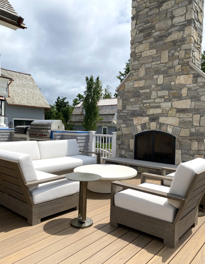 deck with fireplace